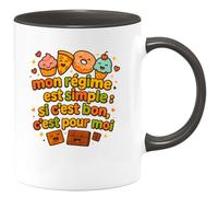 quotedazur - Mug mon régime c'est simple : si c'est bon, c'est pour moi - Tasse Cadeau Humour Femme - Noir/Céramique