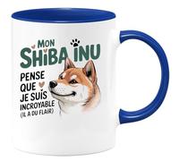 quotedazur - Mug Mon shiba inu pense que je suis incroyable (il a du flair) - Tasse Cadeau Shiba Inu Femme - Bleu/Céramique