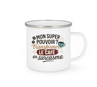 quotedazur - Mug mon super pouvoir ? transformer le café en sarcasme - Tasse Cadeau Humour Femme - Blanc/Emaillé