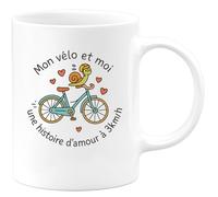 quotedazur - Mug Mon vélo et moi, une histoire d'amour à 3km/h - Tasse Cadeau Humour Homme - Blanc/Céramique