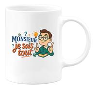 quotedazur - Mug monsieur je sais tout - Tasse Cadeau Humour Homme - Blanc/Céramique