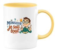 quotedazur - Mug monsieur je sais tout - Tasse Cadeau Humour Homme - Jaune/Céramique
