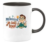 quotedazur - Mug monsieur je sais tout - Tasse Cadeau Humour Homme - Noir/Céramique