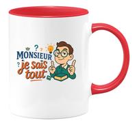 quotedazur - Mug monsieur je sais tout - Tasse Cadeau Humour Homme - Rouge/Céramique