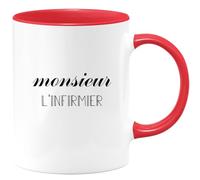 quotedazur - Mug Monsieur L'Infirmier - Rouge/Céramique