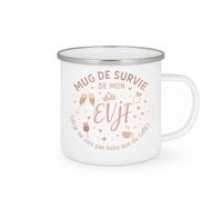 quotedazur - Mug mug de survie de mon evjf (où je ne vais pas boire que du café) - Tasse Cadeau Enterrement vie jeune fille Femme - Blanc/Emaillé