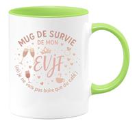 quotedazur - Mug mug de survie de mon evjf (où je ne vais pas boire que du café) - Tasse Cadeau Enterrement vie jeune fille Femme - Vert/Céramique