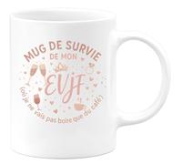 quotedazur - Mug mug de survie de mon evjf (où je ne vais pas boire que du café) - Tasse Cadeau Enterrement vie jeune fille Femme - Blanc/Céramique