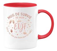 quotedazur - Mug mug de survie de mon evjf (où je ne vais pas boire que du café) - Tasse Cadeau Enterrement vie jeune fille Femme - Rouge/Céramique