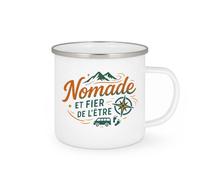 quotedazur - Mug Nomade et fier de l'être - Tasse Cadeau Vanlife - Blanc/Emaillé