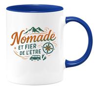 quotedazur - Mug Nomade et fier de l'être - Tasse Cadeau Vanlife - Bleu/Céramique