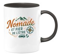 quotedazur - Mug Nomade et fier de l'être - Tasse Cadeau Vanlife - Noir/Céramique