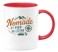 quotedazur - Mug Nomade et fier de l'être - Tasse Cadeau Vanlife - Rouge/Céramique