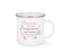 quotedazur - Mug Nounou : parce que magicienne des bobos c'était trop long sur le CV - Tasse Cadeau Nounou Femme - Blanc/Emaillé
