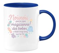 quotedazur - Mug Nounou : parce que magicienne des bobos c'était trop long sur le CV - Tasse Cadeau Nounou Femme - Bleu/Céramique