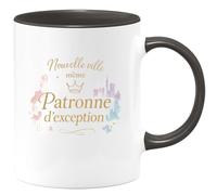 quotedazur - Mug Nouvelle ville, même Patronne d'exception - Tasse Cadeau Patronne Femme - Noir/Céramique