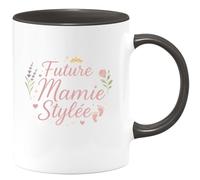 quotedazur - Mug on dit Future Mamie Stylée - Tasse Cadeau Annonce Grossesse Naissance Mamie Femme - Noir/Céramique