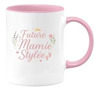 quotedazur - Mug on dit Future Mamie Stylée - Tasse Cadeau Annonce Grossesse Naissance Mamie Femme - Rose/Céramique
