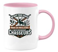 quotedazur - Mug On nait tous égaux mais les meilleurs deviennent chasseurs - Tasse Cadeau Chasseur Homme - Rose/Céramique