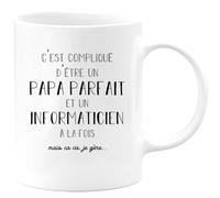 quotedazur - Mug Papa Parfait Et Informaticien A La Fois Mais Je Gère - Tasse Cadeau Papa Fête Des Pères Anniversaire - Cadeau Pour Jeune Ou Futur Papa Suite À Une Naissance