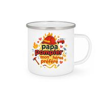 quotedazur - Mug papa pompier = mon super-héros préféré - Tasse Cadeau Pompier Femme - Blanc/Emaillé