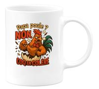 quotedazur - Mug Papa poule ? Non, coq en colère - Tasse Cadeau Humour Homme - Blanc/Céramique