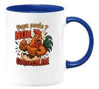 quotedazur - Mug Papa poule ? Non, coq en colère - Tasse Cadeau Humour Homme - Bleu/Céramique