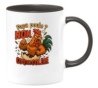 quotedazur - Mug Papa poule ? Non, coq en colère - Tasse Cadeau Humour Homme - Noir/Céramique