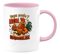 quotedazur - Mug Papa poule ? Non, coq en colère - Tasse Cadeau Humour Homme - Rose/Céramique