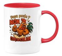 quotedazur - Mug Papa poule ? Non, coq en colère - Tasse Cadeau Humour Homme - Rouge/Céramique