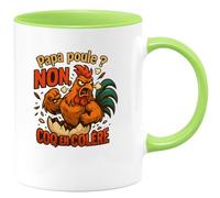 quotedazur - Mug Papa poule ? Non, coq en colère - Tasse Cadeau Humour Homme - Vert/Céramique