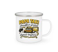 quotedazur - Mug Papa taxi, chauffeur gratuit depuis toujours - Tasse Cadeau Humour Homme - Blanc/Emaillé