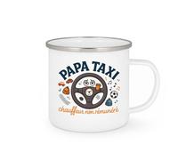 quotedazur - Mug papa taxi, chauffeur non rémunéré - Tasse Cadeau Humour Homme - Blanc/Emaillé