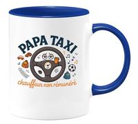 quotedazur - Mug papa taxi, chauffeur non rémunéré - Tasse Cadeau Humour Homme - Bleu/Céramique