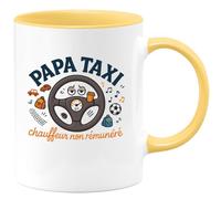 quotedazur - Mug papa taxi, chauffeur non rémunéré - Tasse Cadeau Humour Homme - Jaune/Céramique