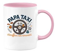 quotedazur - Mug papa taxi, chauffeur non rémunéré - Tasse Cadeau Humour Homme - Rose/Céramique