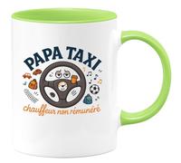 quotedazur - Mug papa taxi, chauffeur non rémunéré - Tasse Cadeau Humour Homme - Vert/Céramique
