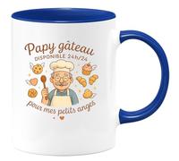 quotedazur - Mug Papy gâteau disponible 24h/24 pour mes petits anges - Tasse Cadeau Papy Homme - Bleu/Céramique