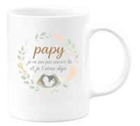 quotedazur - Mug papy je ne suis pas encore là et je t'aime déjà - Tasse Cadeau Annonce grossesse naissance futur papy Homme - Blanc/Céramique