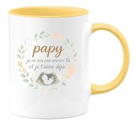 quotedazur - Mug papy je ne suis pas encore là et je t'aime déjà - Tasse Cadeau Annonce grossesse naissance futur papy Homme - Jaune/Céramique