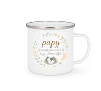quotedazur - Mug papy je ne suis pas encore là et je t'aime déjà - Tasse Cadeau Annonce grossesse naissance futur papy Homme - Blanc/Emaillé