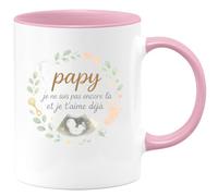 quotedazur - Mug papy je ne suis pas encore là et je t'aime déjà - Tasse Cadeau Annonce grossesse naissance futur papy Homme - Rose/Céramique
