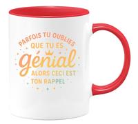 quotedazur - Mug Parfais tu oublies que tu es génial alors ceci est ton rappel - Tasse Cadeau Reconnaissance, humour Homme - Rouge/Céramique