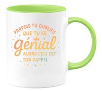 quotedazur - Mug Parfais tu oublies que tu es génial alors ceci est ton rappel - Tasse Cadeau Reconnaissance, humour Homme - Vert/Céramique