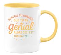 quotedazur - Mug Parfais tu oublies que tu es génial alors ceci est ton rappel - Tasse Cadeau Reconnaissance, humour Homme - Jaune/Céramique
