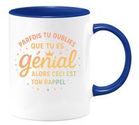 quotedazur - Mug Parfais tu oublies que tu es génial alors ceci est ton rappel - Tasse Cadeau Reconnaissance, humour Homme - Bleu/Céramique