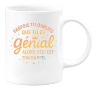 quotedazur - Mug Parfais tu oublies que tu es génial alors ceci est ton rappel - Tasse Cadeau Reconnaissance, humour Homme - Blanc/Céramique
