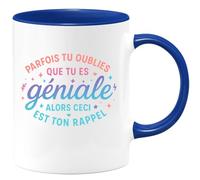quotedazur - Mug Parfais tu oublies que tu es géniale alors ceci est ton rappel - Tasse Cadeau Reconnaissance, humour Femme - Bleu/Céramique