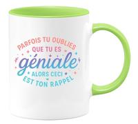 quotedazur - Mug Parfais tu oublies que tu es géniale alors ceci est ton rappel - Tasse Cadeau Reconnaissance, humour Femme - Vert/Céramique