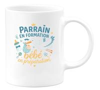 quotedazur - Mug Parrain en formation bébé en préparation - Tasse Cadeau Baptême Demande Futur Parrain Homme - Blanc/Céramique